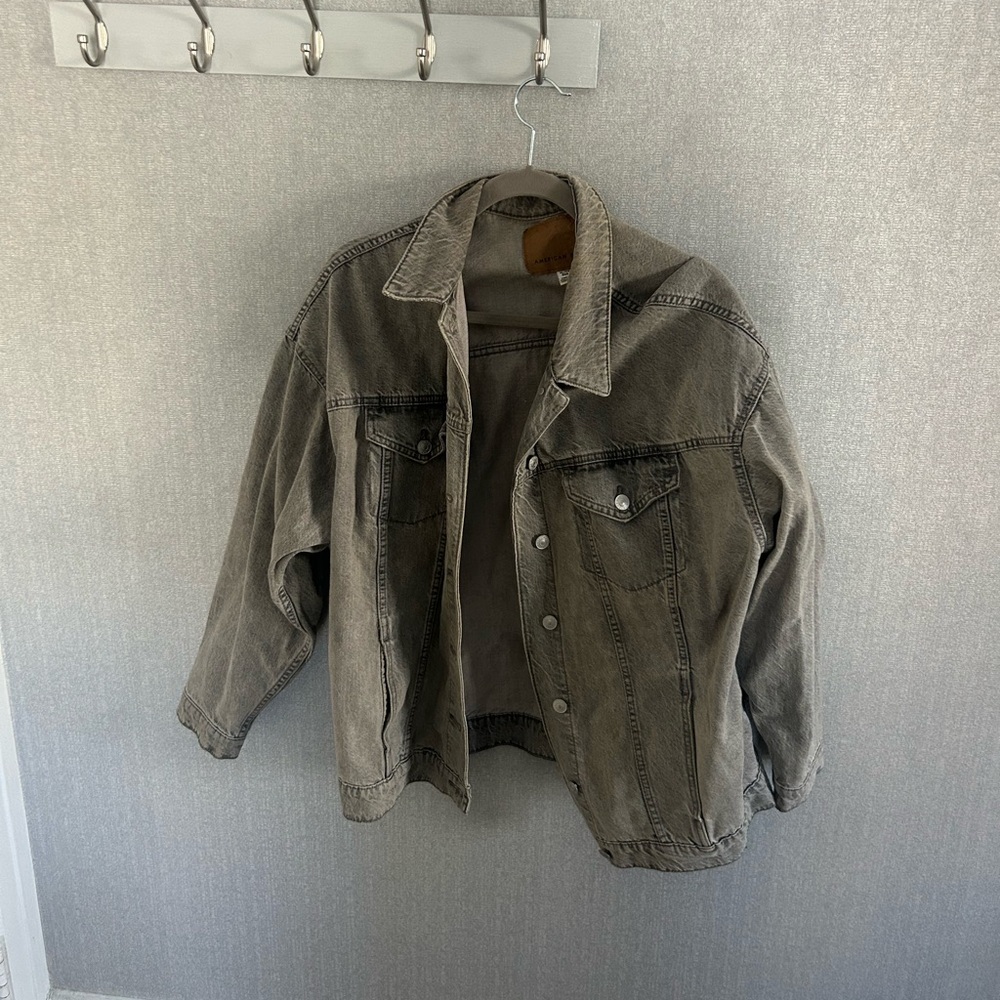 Grey American Eagle Oversized Jean Jacket Size XL